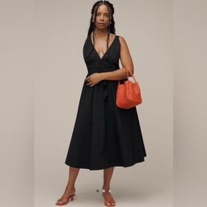NWT Anthropologie Maeve Sleeveless V-neck Tie-Waist Dress Size L Black